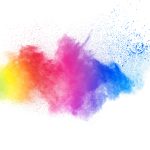 abstract color powder explosion on  white background.Freeze motion of dust splash. Painted Holi in festival.